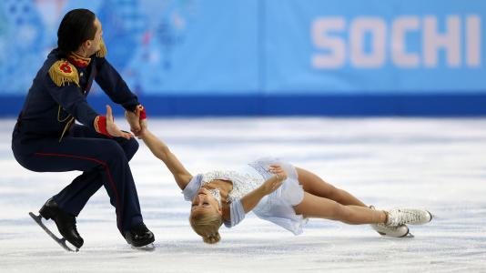 Tatyana Volosozhar和Maxim Trankov俄罗斯花样滑冰选手在索契的金牌得主