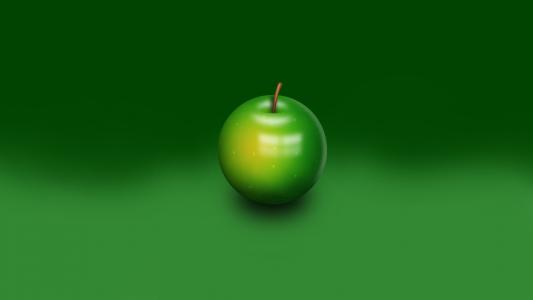 青苹果绿色背景3D图形
