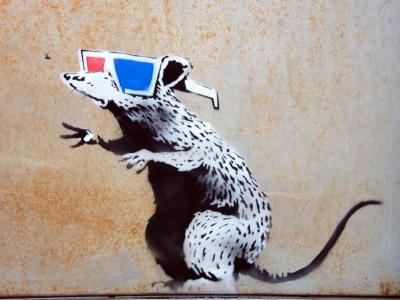 涂鸦，戴眼镜的老鼠，艺术家班克西