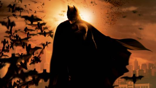 一群蝙蝠的背景下的蝙蝠侠