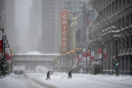 在芝加哥的下雪的冬天