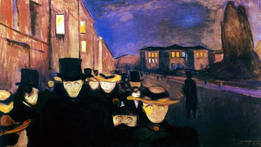 爱德华·蒙克的画是一条黑暗的街道