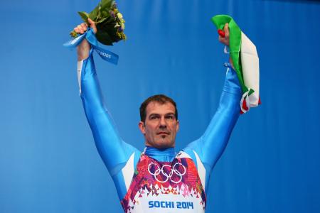 意大利雪橇运动员Armin Zoggeler在索契奥运会上