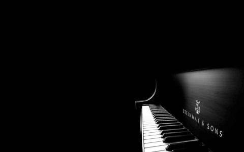 在黑色背景上的钢琴键