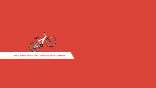 自行车，红色的背景