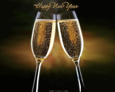 新年快乐2014年，香槟杯