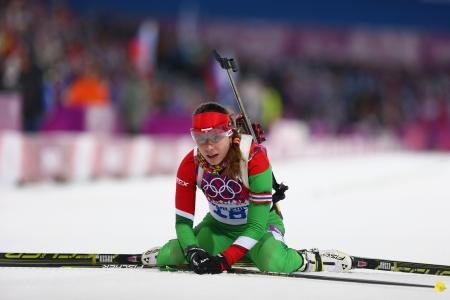 白俄罗斯冬季两项运动员纳杰日达斯卡尔迪诺，索契奥运会铜牌得主
