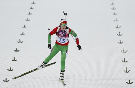 白俄罗斯冬季两项运动员Daria Domracheva拥有三枚金牌