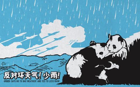 雨中的熊猫