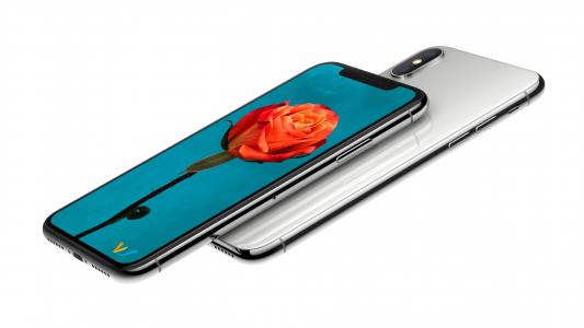 新的智能手机iPhone X，2017年在白色背景上