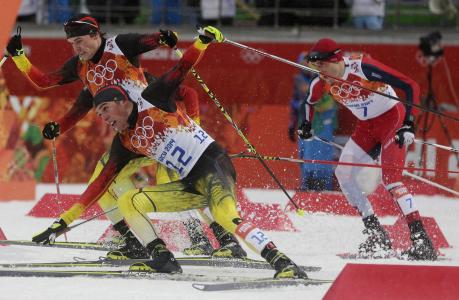 2014年索契奥运会上Johannes Ridzek德国滑雪银牌