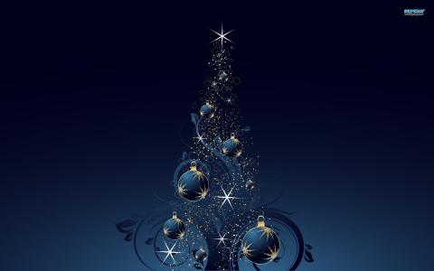 球和灯以一棵圣诞树的形式为圣诞节