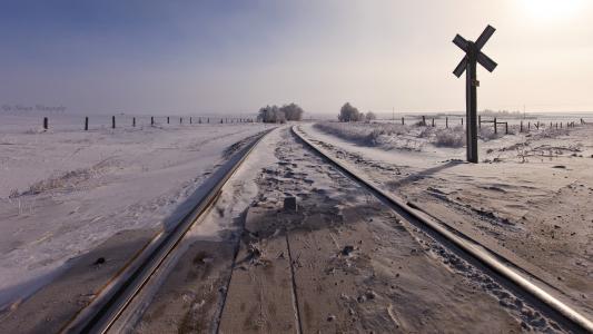 在外地的铁路在冬天