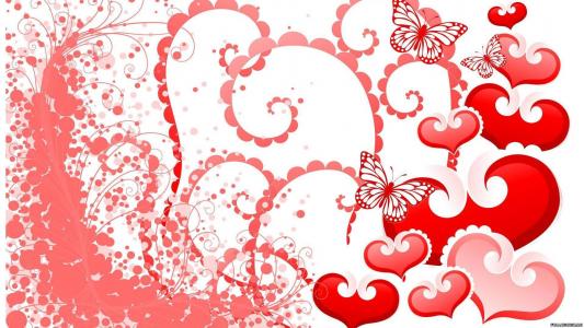 2月14日情人节的蝴蝶和心