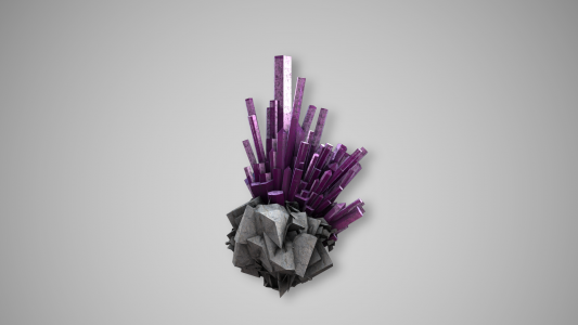 在一块灰色石头的紫色水晶
