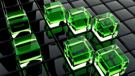 绿色玻璃立方体3D图形