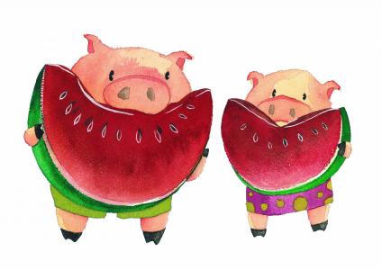 小猪用西瓜
