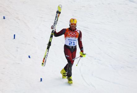 克罗地亚滑雪运动员Ivica Kostelic在索契奥运会上获得银牌