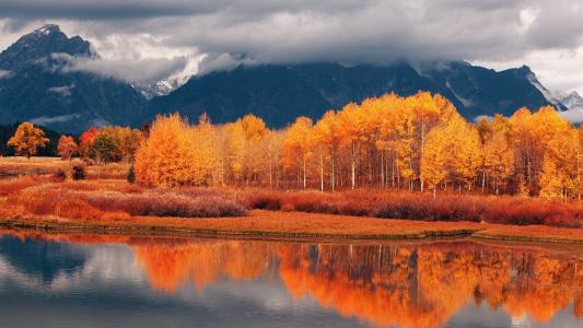 山谷中的秋天的颜色
