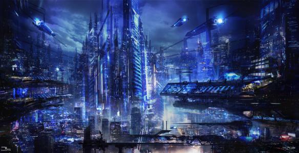 未来的蓝色大都市