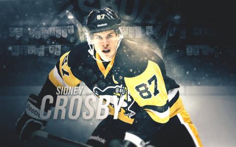 加拿大冰上曲棍球球员Sidney Crosby在冰上