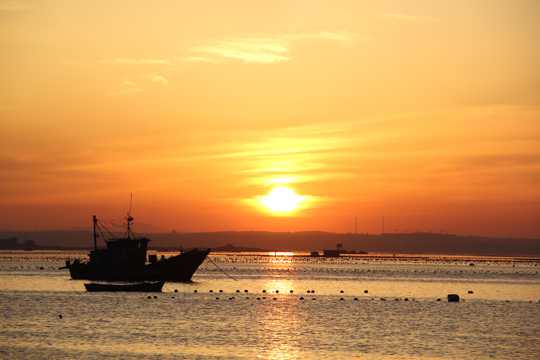日落码头唯美暮色图片
