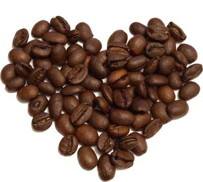浓郁的心形咖啡豆