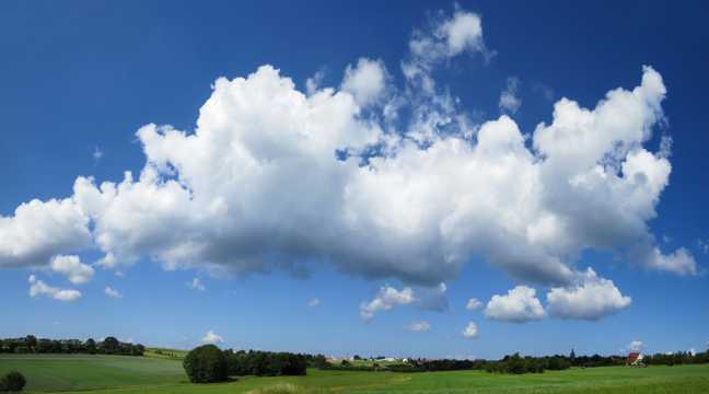 蓝天云朵原野景观图片