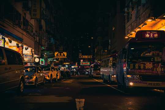 香港街道夜景高清图片