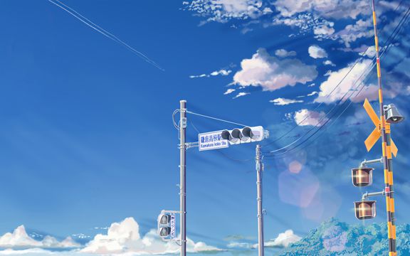 唯美二次元交通信号灯场景图片