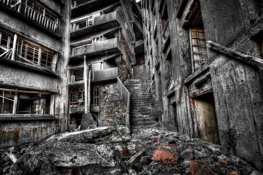 荒芜的都市废墟景色图片
