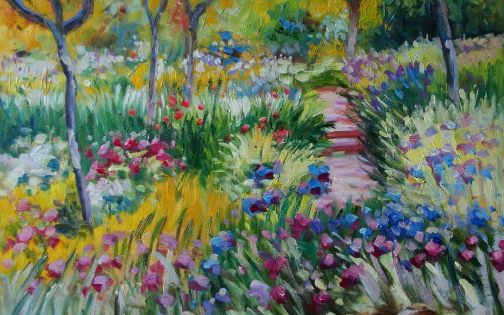 克劳德·莫奈绘画 - 一个花的领域
