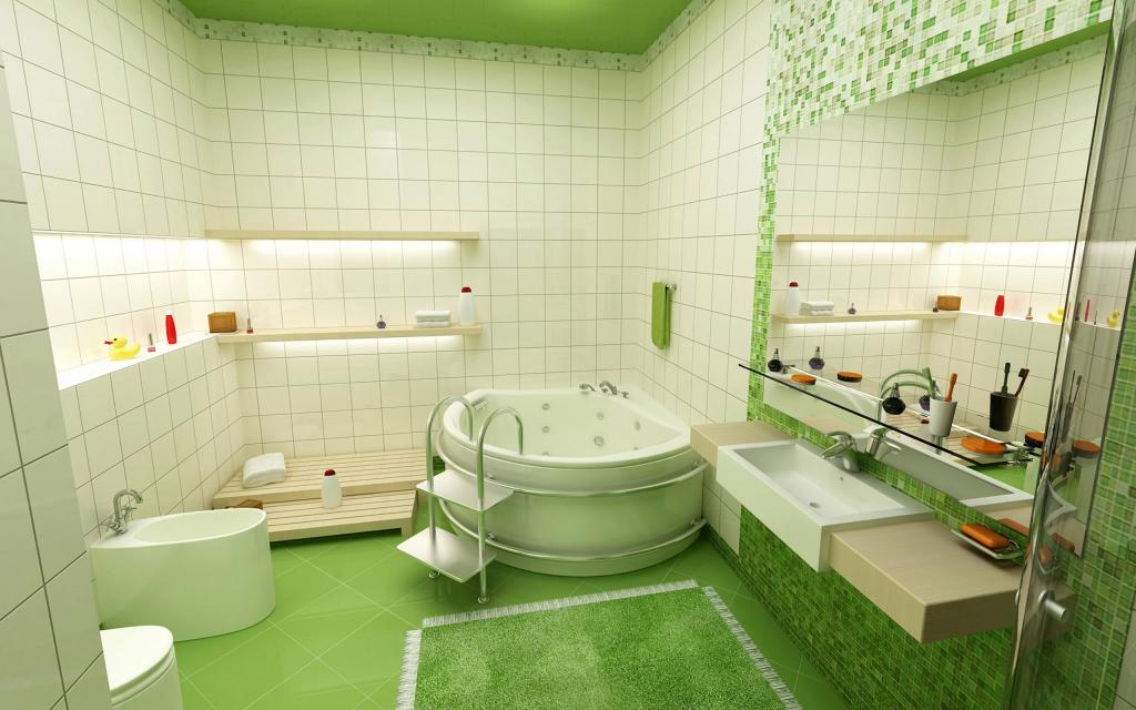 绿色风格的浴室