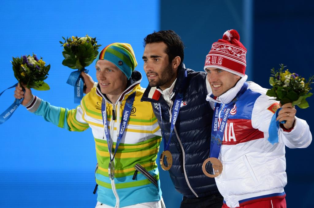 德国冬季两项运动员Erik Lesser在索契奥运会上获得银牌