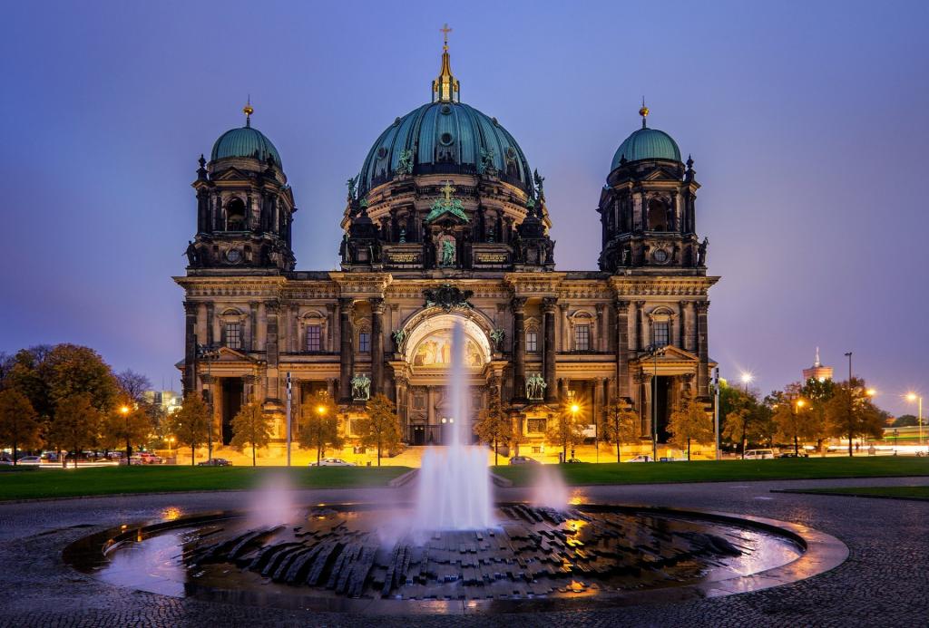 在柏林大教堂，柏林的喷泉。