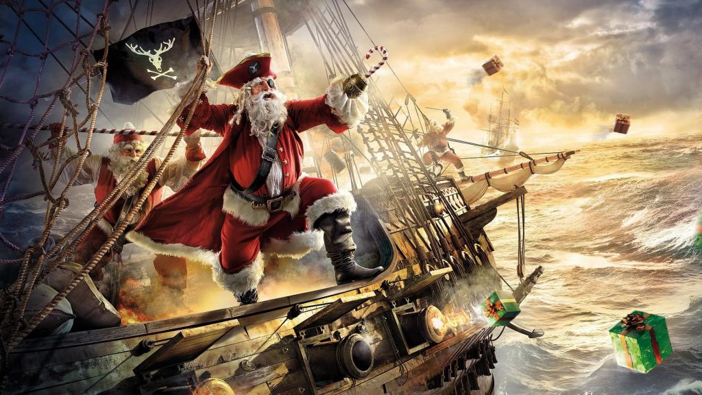 圣诞老人在海盗船上