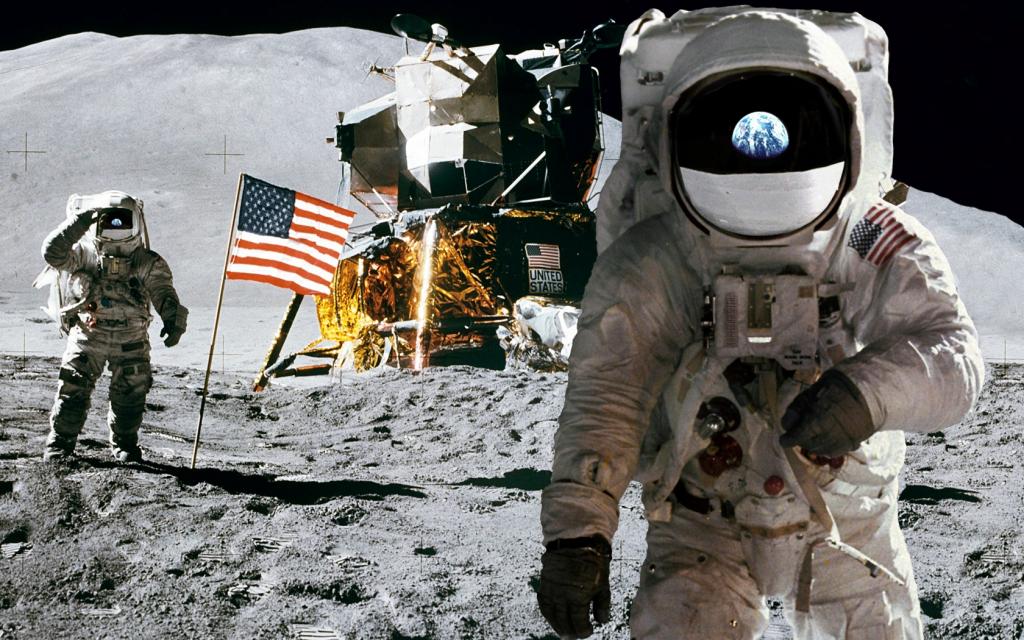 美国宇航员在月球上