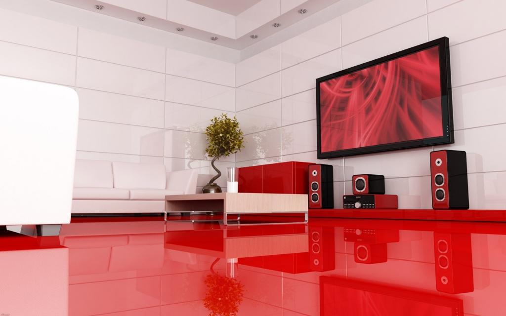 红色和白色的颜色的房间