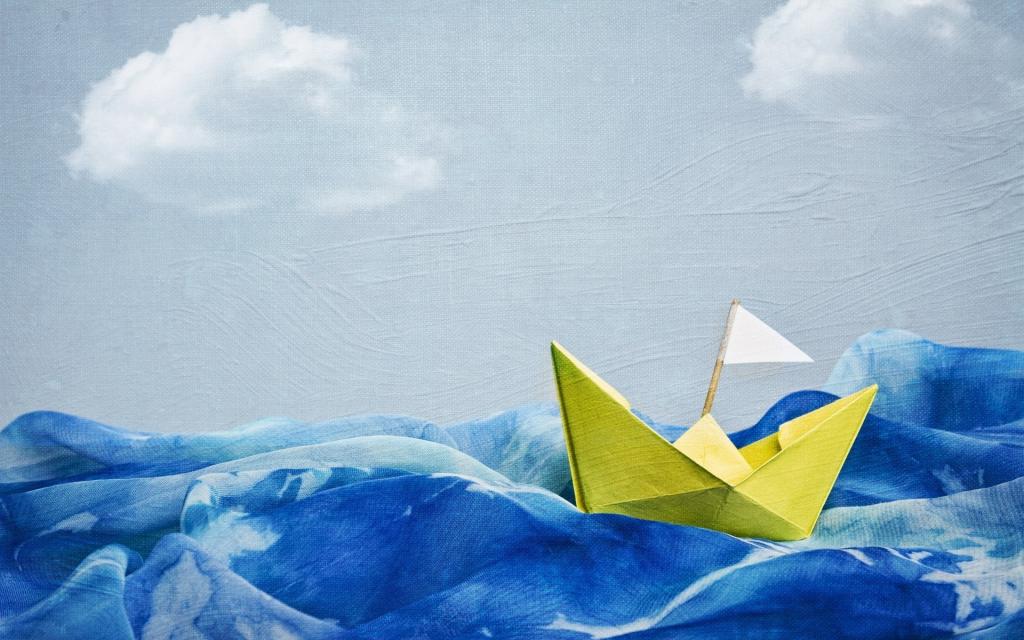船在海中的纸制成，绘图