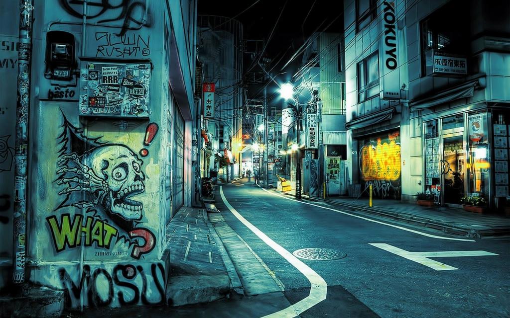 在日本城市的墙上涂鸦