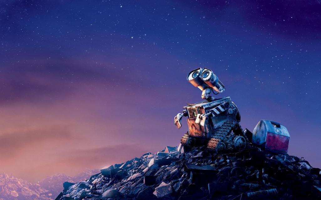 机器人WALL·E在一堆垃圾上