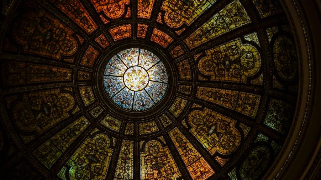 芝加哥文化中心彩绘玻璃，美国
