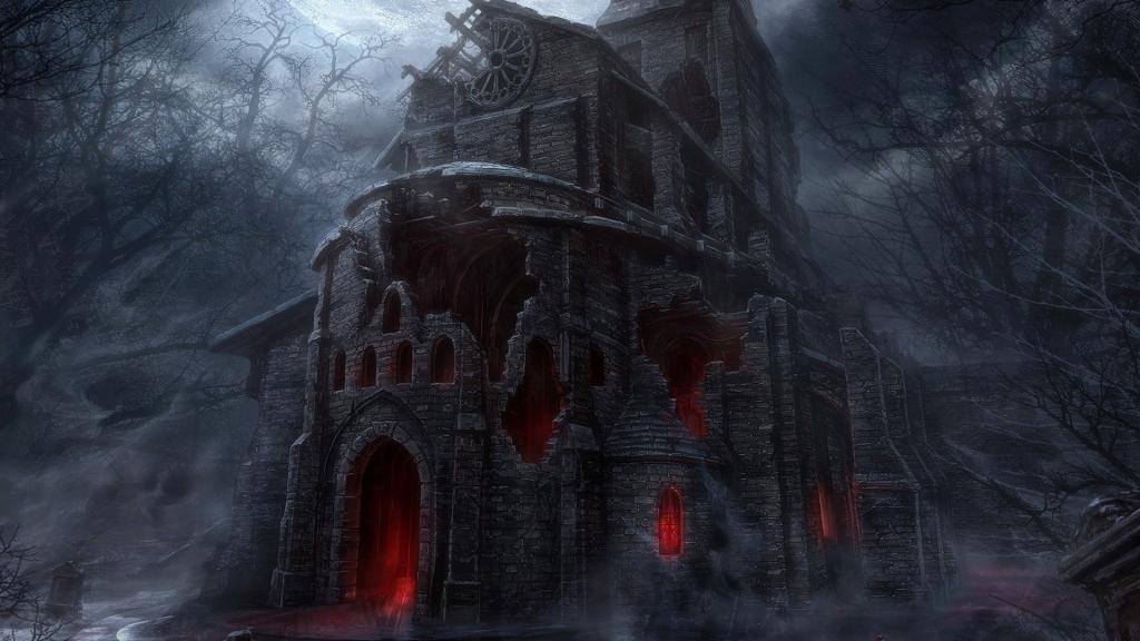 在游戏“暗黑破坏神3”中被摧毁的教堂