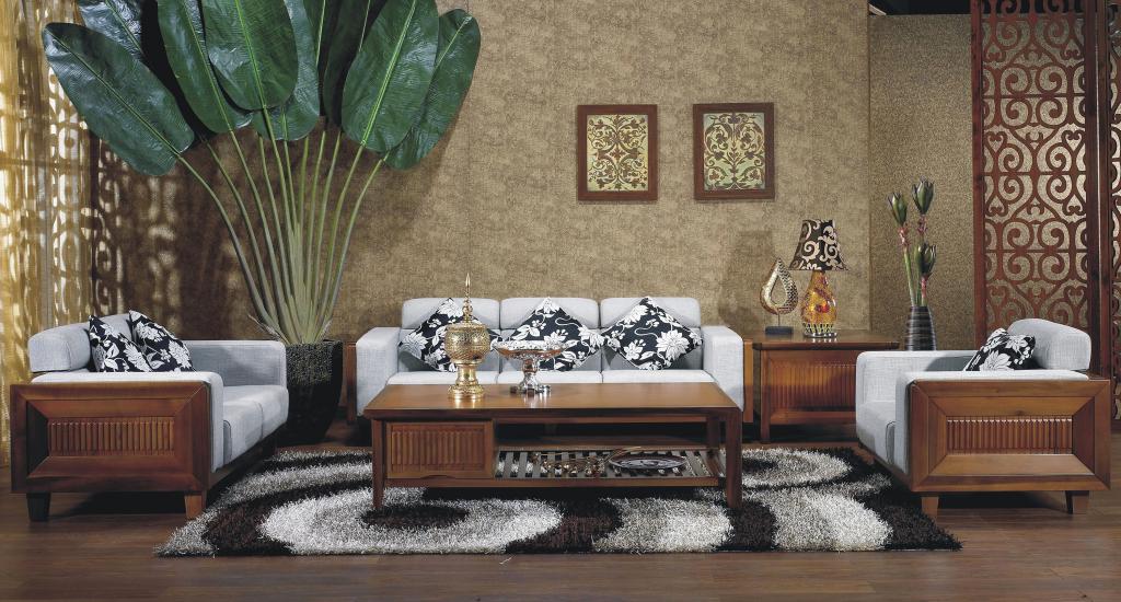 中式布艺沙发背景图片