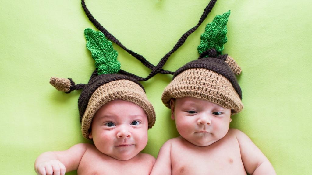 小双胞胎在可爱的帽子