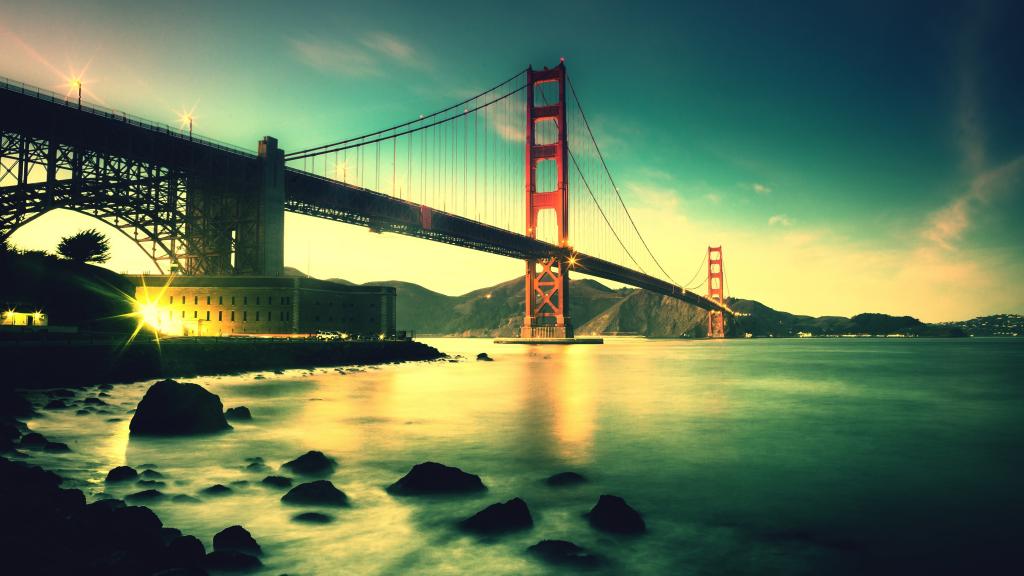 晚上桥金门在旧金山