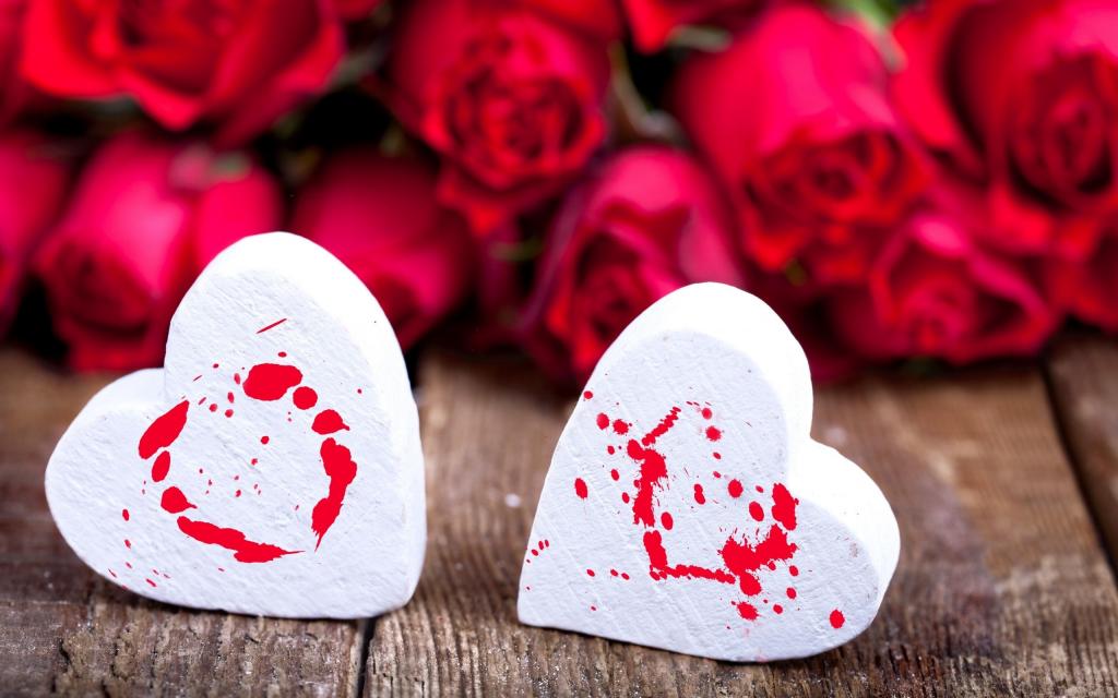 白色的棉花糖的心和红玫瑰
