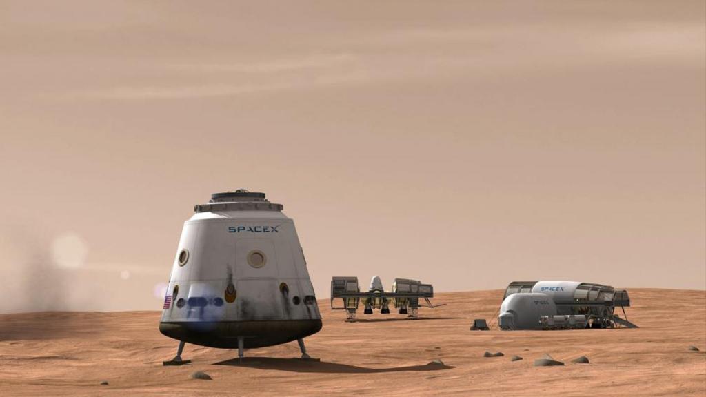 SpaceX太空船在火星上