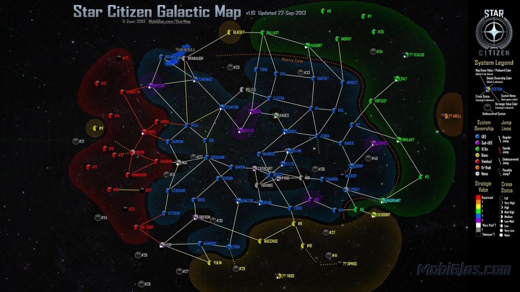 在游戏明星公民星系的地图