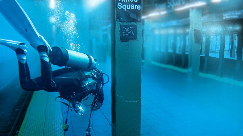 在水之下的纽约地铁